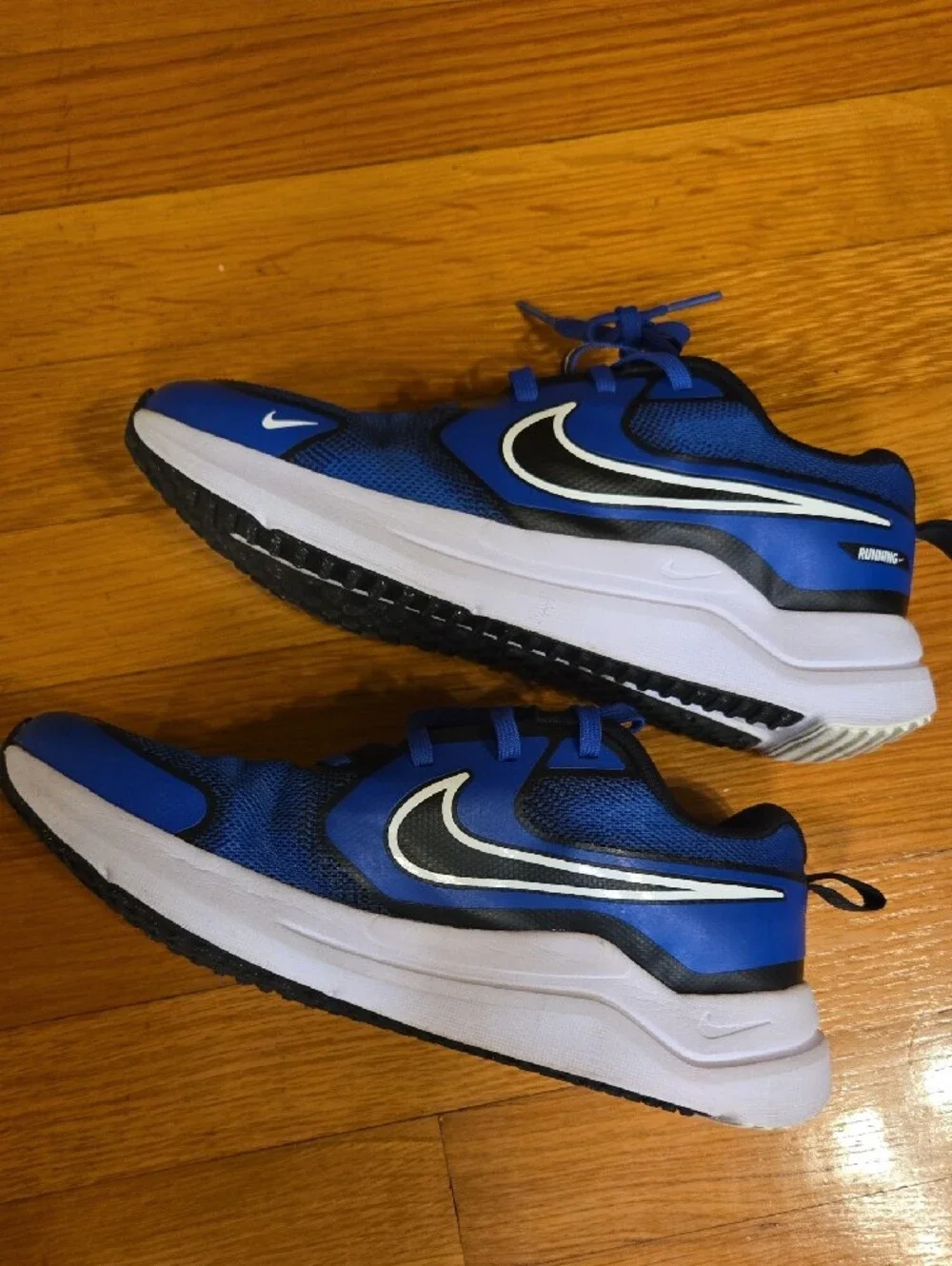Boys Youth Nike Blue and White Running Sneakers with Black Accents